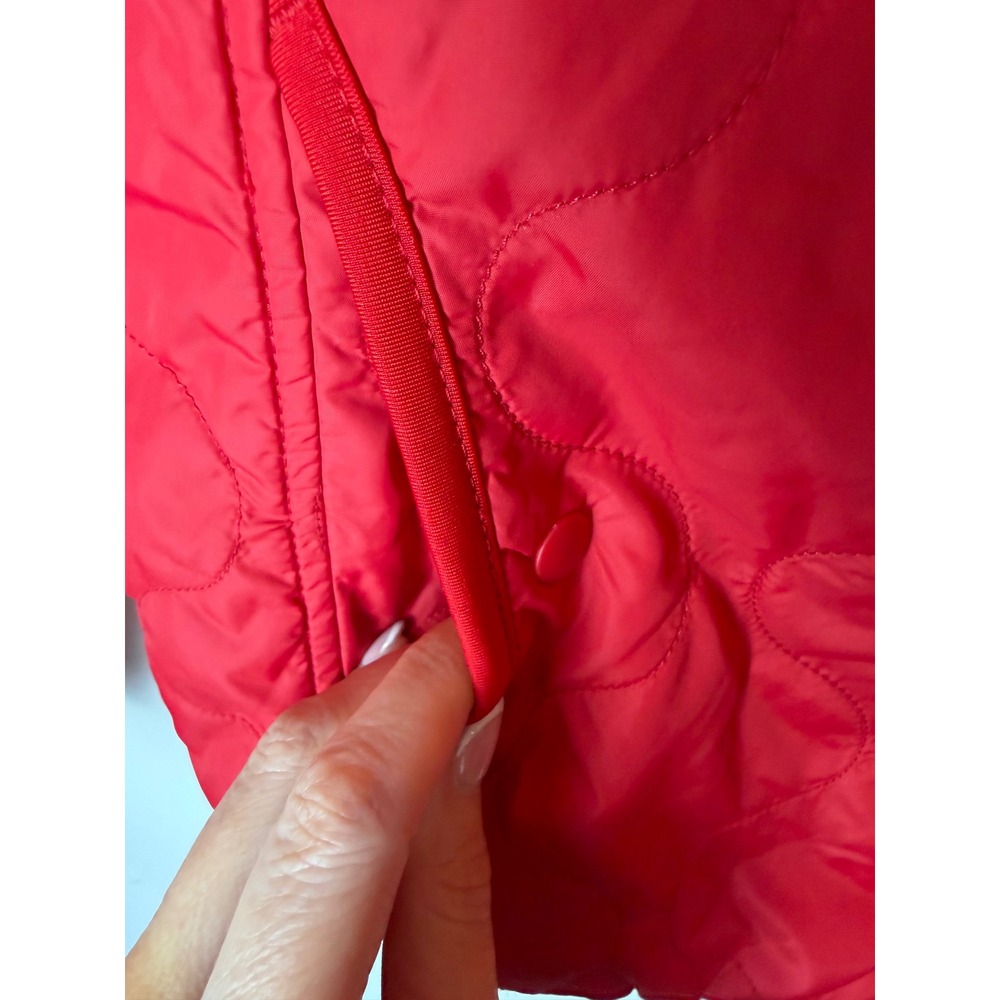 Uniqlo Quilted Puffer Jacket Women Small Red Fleece Lined Hooded Gorpcore - Picture 8 of 11